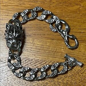 Silver tone Dragon Chain Bracelet